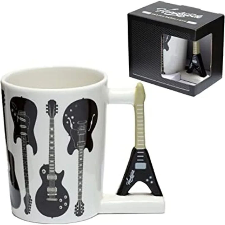 Puckator Tasse Metal Gitarre Kaffeebecher mit E-Gitarre als Griff