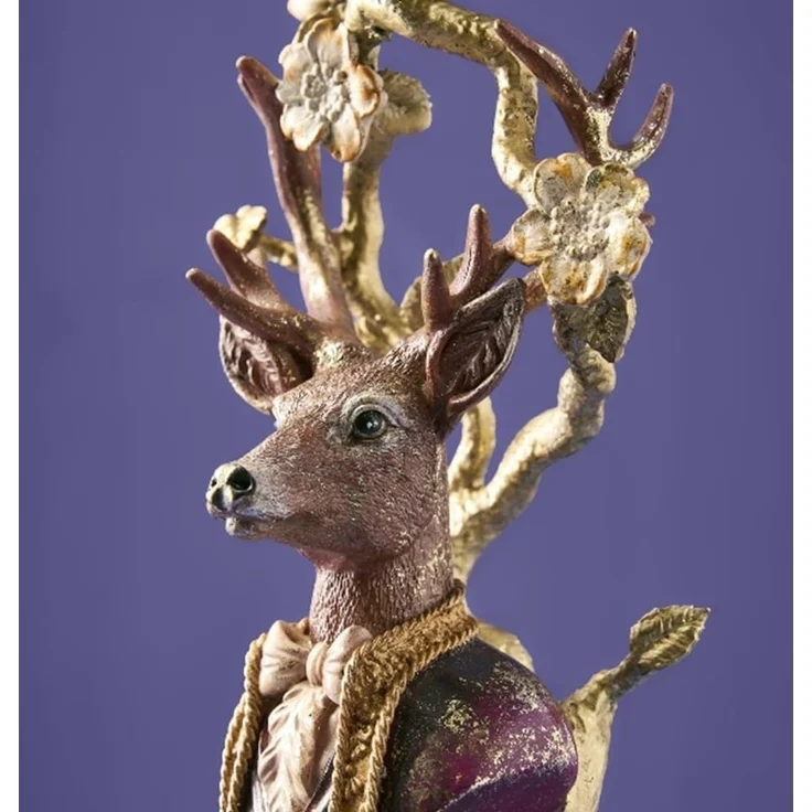 Eleganter Kerzenhalter Hirsch "ALEXANDER jun." aus Polyresin 30 cm H, mehrfarbig – Bild 3