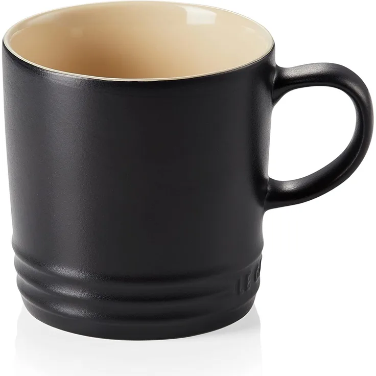 Le Creuset Becher mit Henkel, 350 ml, Steinzeug, 12 cm Höhe, schwarz