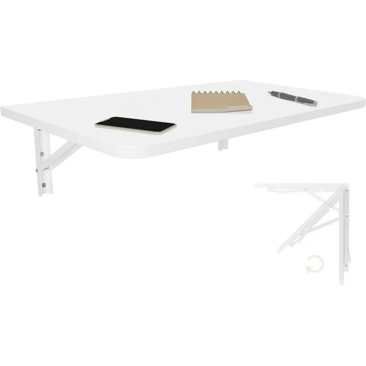 KDR Produktgestaltung Klapptisch 70x40 Wandklapptisch Esstisch Küchentisch Schreibtisch Wand Tisch, Weiß – Bild 1