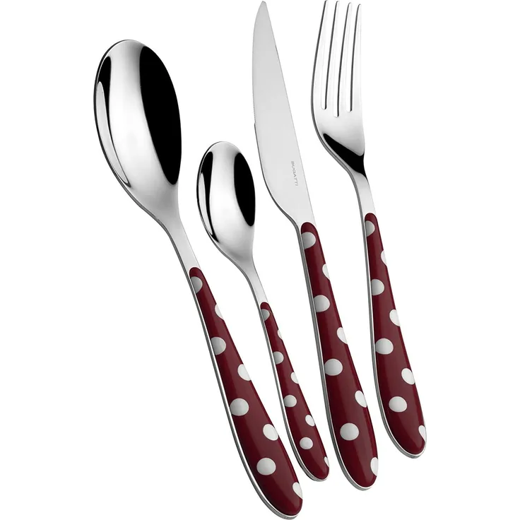Bugatti psrg-014 F50 gepunktet Besteckgarnitur, 24-teilig Edelstahl Rot Granat 22 x 8 x 30 cm