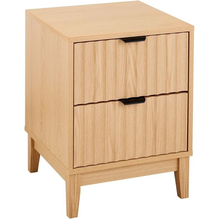 Calicosy 'BOLOGNE' Nachttisch mit 2 Schubladen H52 cm - helles Holzdekor - Helles Holz – Bild 8