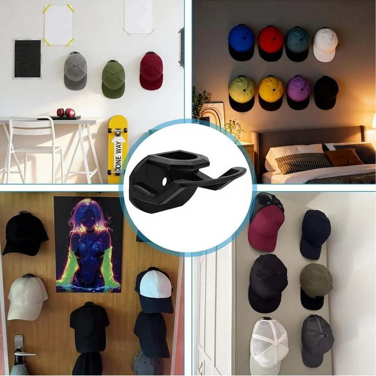 FOUORTUNATE-BEE Kleiderhaken 12er Kappenhalter selbstklebend für Baseballkappen und Mützen, Wandhalter für Caps und Hüte zur Aufbewahrung an Tür und Wand – Bild 2