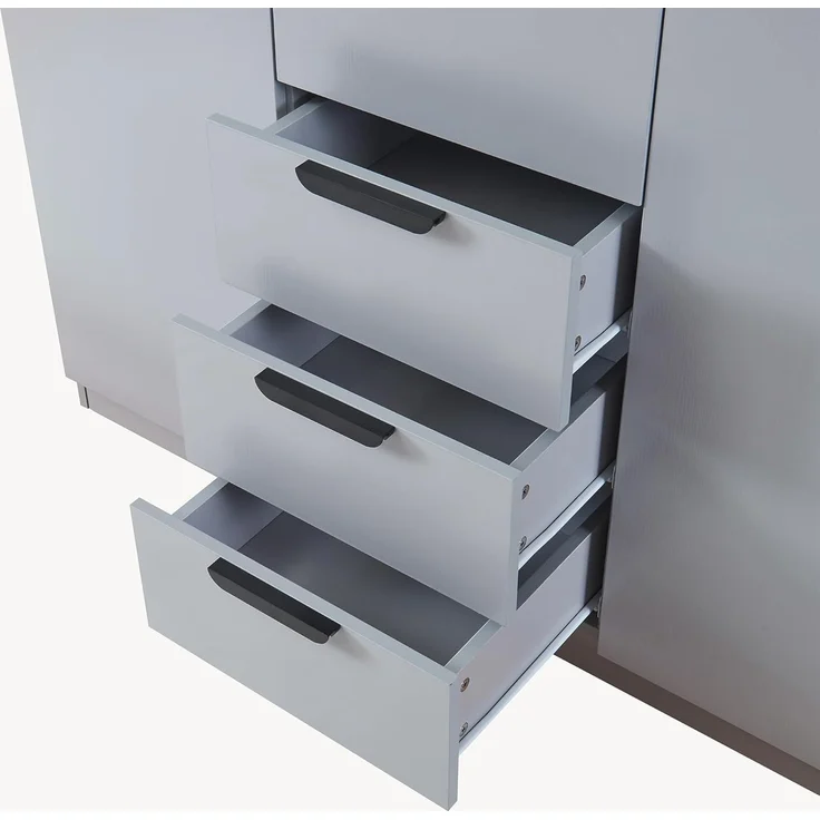 Kleiderschrank Eiselfing 176x120x52 cm 3 Schubladen Grau [en. casa] – Bild 8
