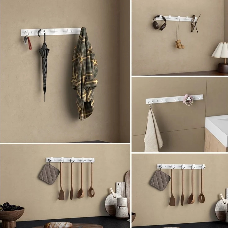 doporro Wandgarderobe Kleiderhaken stabile Garderobenhaken aus Edelstahl 5 Haken Stalo-07, Hochwertiger Edelstahl, matte Oberfläche, verdeckte Schrauben – Bild 2