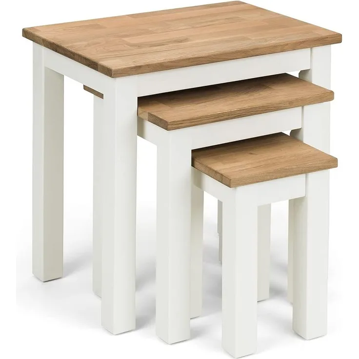 Julian Bowen Coxmoor Schachteltische, 3 Stück, weiß und Eiche