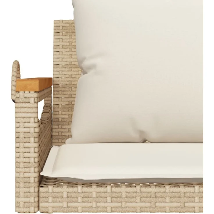 vidaXL Hängebank mit Kissen Beige 109x62x40 cm Poly Rattan 368148 – Bild 8