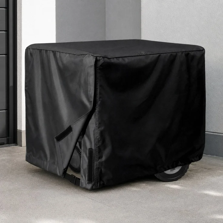 Generator-Schutzhülle, 420D Oxford-Gewebe, Schwarz, 81 x 61 x 61 cm, wasserdicht, staubdicht, UV-beständig, regenfest – Bild 2