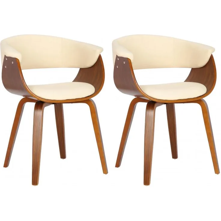 2er Set Stühle Bruce Kunstleder walnuss (Farbe: creme)