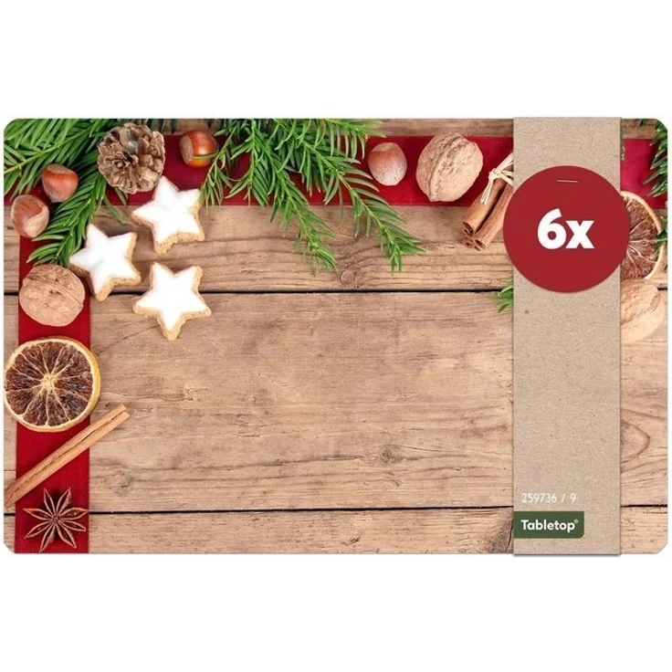 matches21 HOME & HOBBY Platzset Abwaschbare Tischsets 6er Set Weihnachten Gewürze & Holz-Optik, (6-St), Platzsets als Tisch-Untersetzer und Tisch-Deko für Esstisch Teller – Bild 4