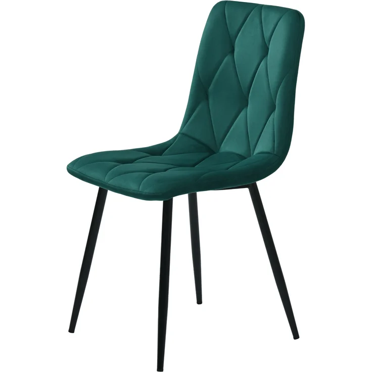 Samt Polsterstuhl 4er-Set mit Rückenlehne, Fischgräten-Design & Metallbeinen, moderner Esszimmerstuhl,Grün – Bild 3