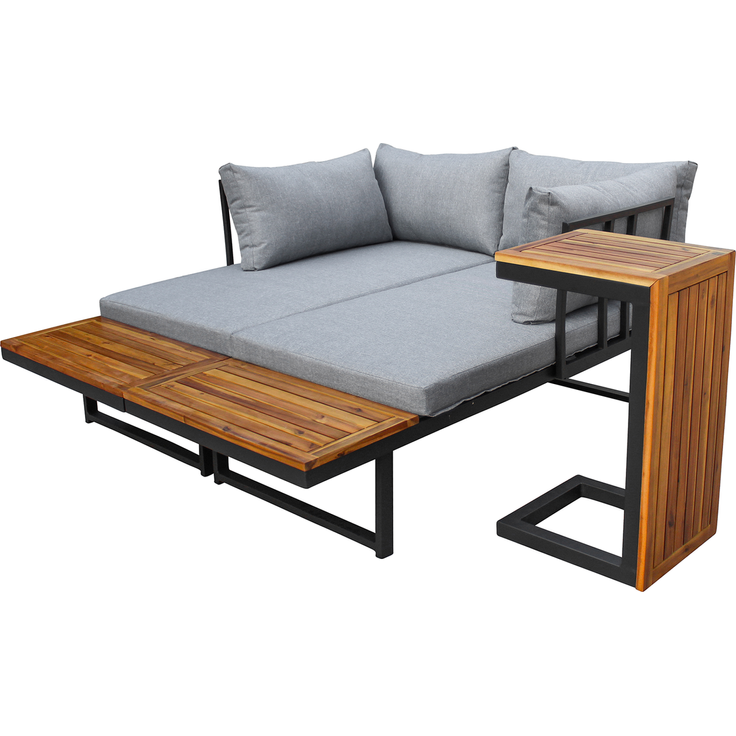 LC Garden 'Sungardo' Gartenlounge-Set, 3-tlg. mit Auflagen, individuell stellbar, Aluminium anthrazit/braun, 70x35x41 cm – Bild 7