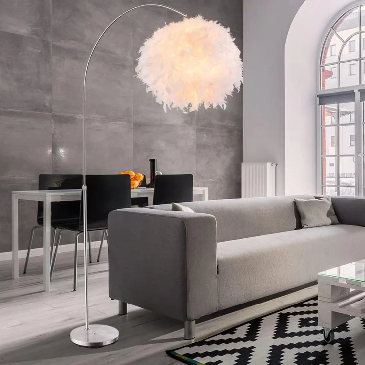 GLOBO LIGHTING Stehlampe, Leuchtmittel nicht inklusive, Bogenleuchte mit Federn Stehlampe Wohnzimmerleuchte Stehleuchte – Bild 4