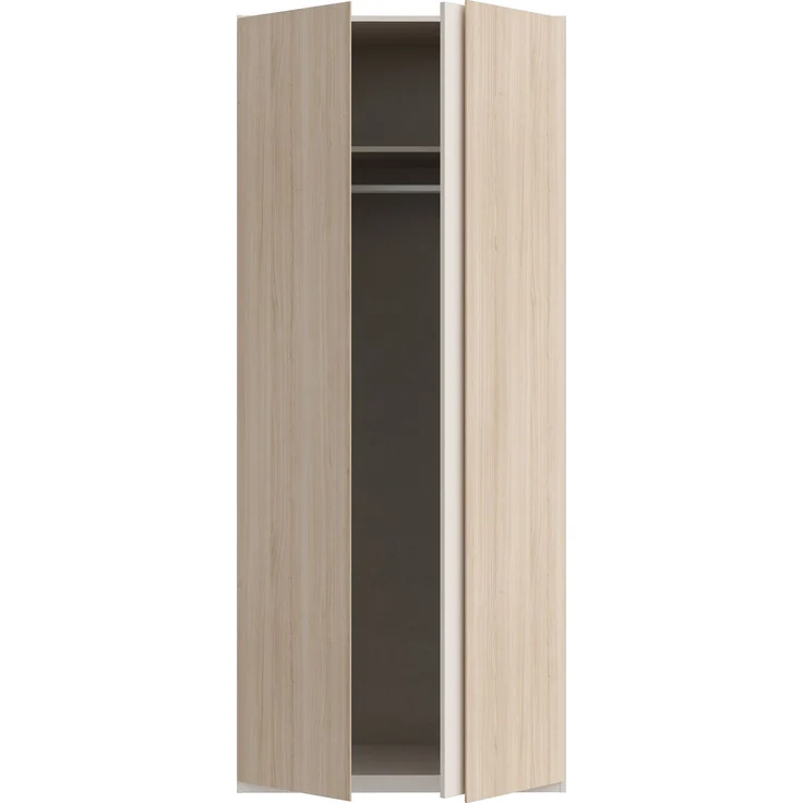 Forte PANOPTIK Kleiderschrank 90, schmaler, moderner Schrank, 2-türig, Schlafzimmer, Flur, Jugendzimmer, Holzwerkstoff, Kaschmir|Beige|Riva Eiche Holzdekor, 48 cm breit x 210,5 cm hoch x 54,2 cm tief – Bild 4