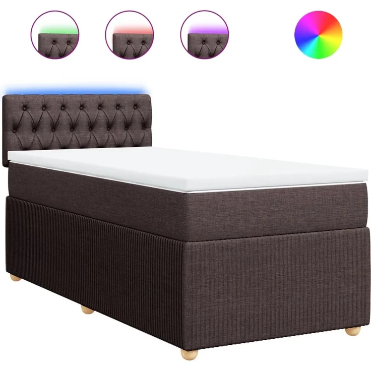 vidaXL Boxspringbett mit Matratze Dunkelbraun 90x190 cm Stoff 3289621 – Bild 2