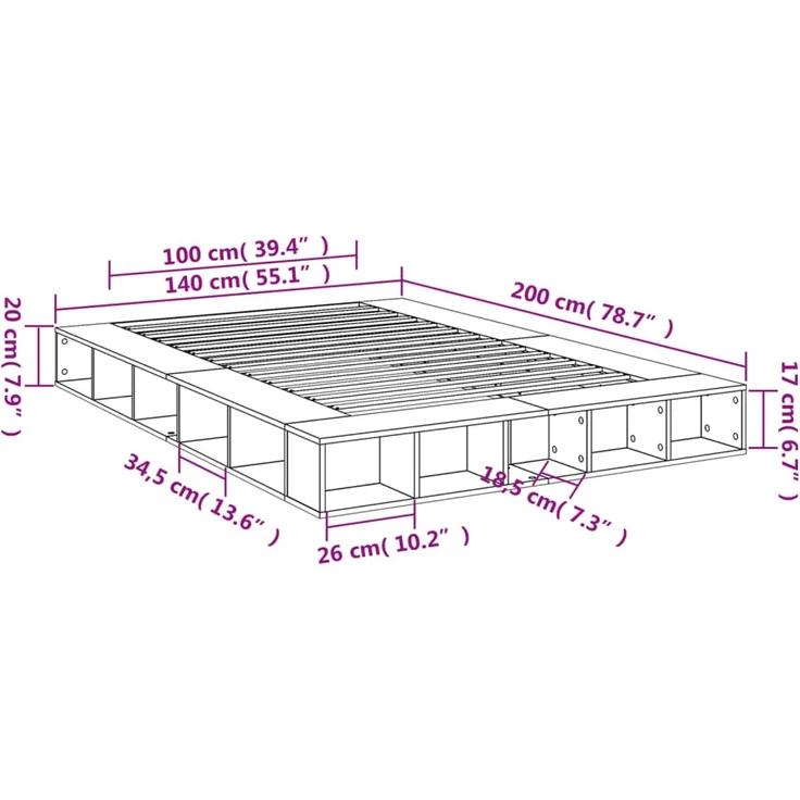 vidaXL Bettgestell Weiß 140x200 cm Holzwerkstoff 3280475 – Bild 10