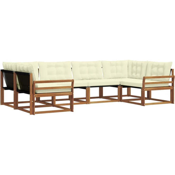 vidaXL Outdoor-Sofagarnitur 6 stk. 6-Sitzer Natur und Creme 3369793 – Bild 2