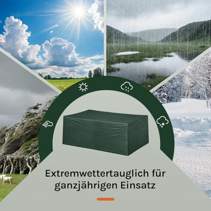WOLTU Garten Schutzhülle Gewebeplane abdeckplane gartenmöbel für gartentisch Abdeckhaube PE 180 x 120 x 70 cm Grün GZ1229gn – Bild 6