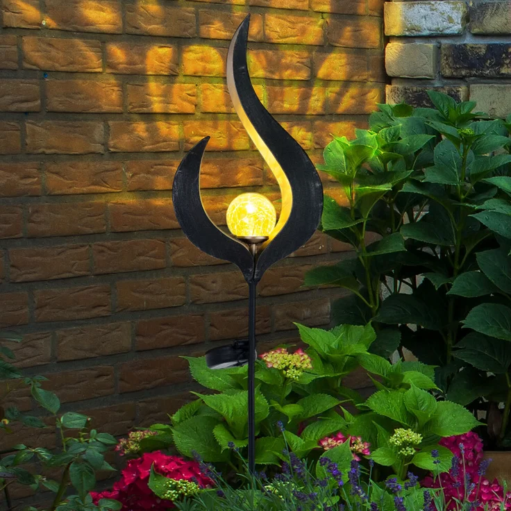 2x LED Solarleuchte, Flammen Design, bronze, klar, H 90 cm – Bild 7