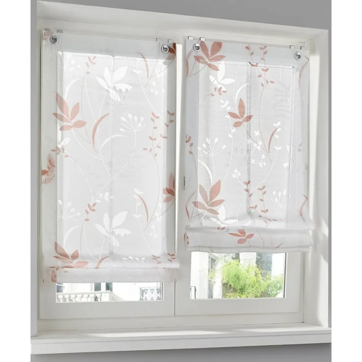 Rollo Raffrollo, heine, halbtransparent, Ösen mit Fensterhaken