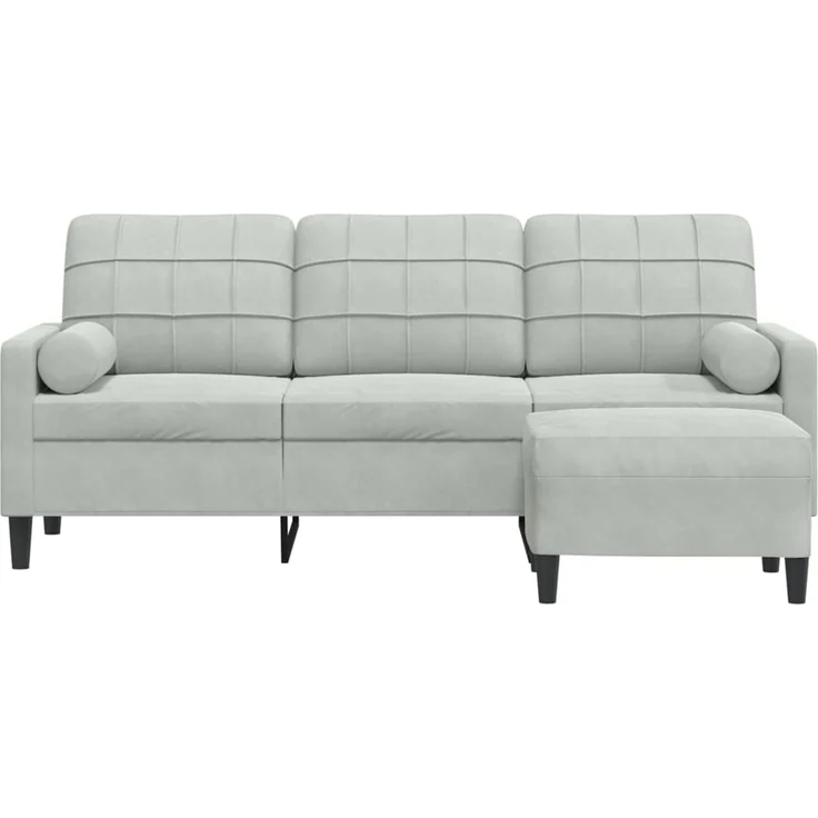 vidaXL 3-Sitzer-Sofa mit Hocker Hellgrau 180 cm Samt 3278267 – Bild 3