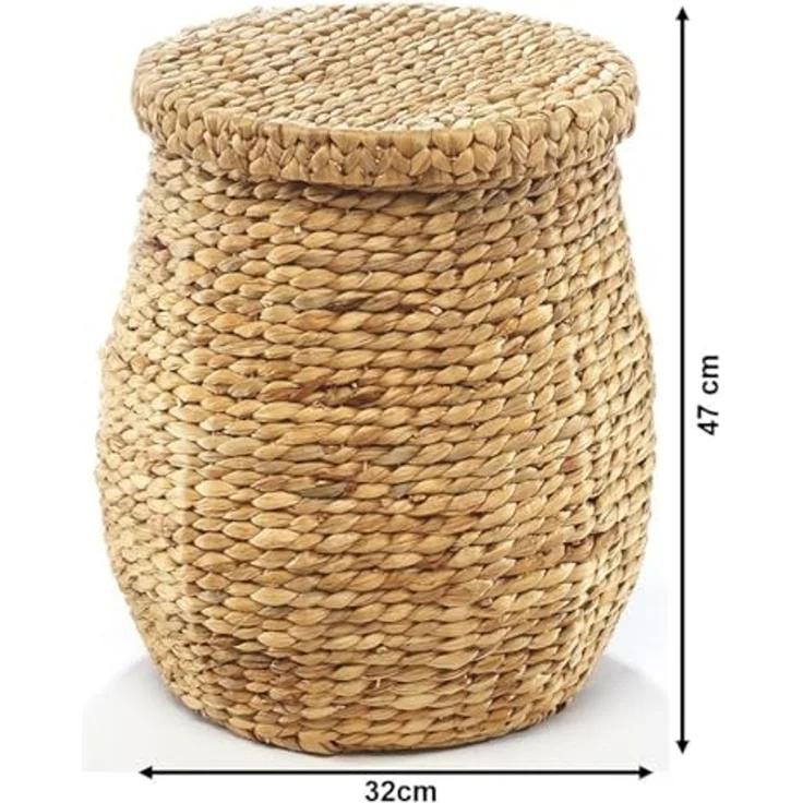 Kobolo Wäschekorb Aufbewahrungskorb aus Wasserhyazinthe mit Deckel (mit Deckel) – Bild 2