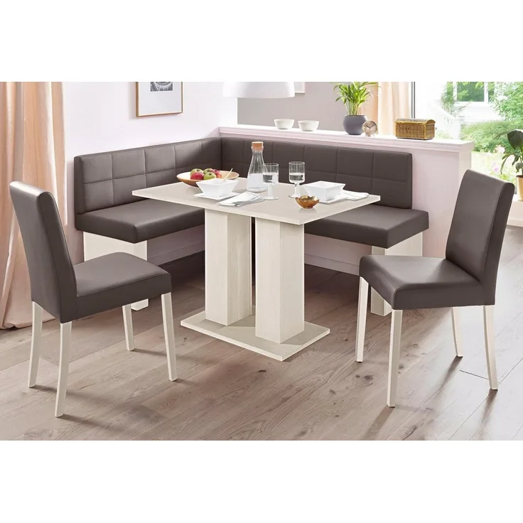 massivline&more Eckbankgruppe Anna, (Set, 4-tlg), mit 2 Stühlen mit massiven Gestell