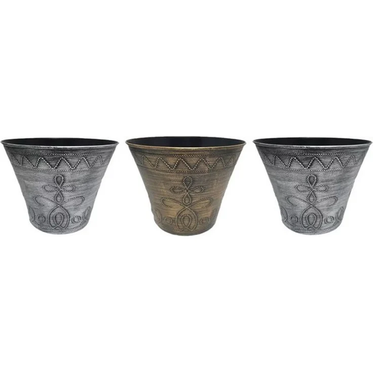 HTI-Living Blumentopf Blumentopf Nessa Ornamente Gold Silber 3er-Set (Set, 3 St, 3 Übertöpfe), Übertopf Kunststoff – Bild 3