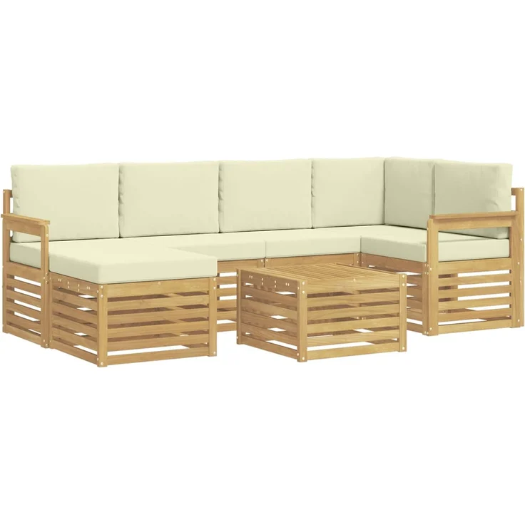 vidaXL Outdoor-Sofagarnitur 7 stk. 5-Sitzer Weiß und Creme Polyester 3392140 – Bild 2