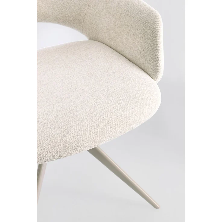 Esszimmerstuhl Vivian mit Armlehne, gepolstert aus Stoff, modern drehbar, Farbe Moon Sand – Bild 7