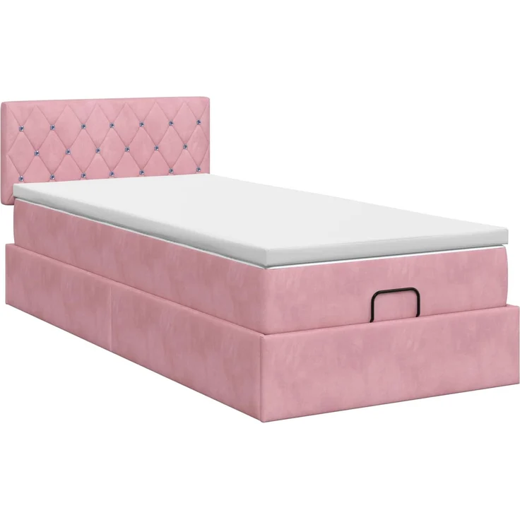 vidaXL Ottoman Bett mit Matratze mit Kopfteil Rosa 90 x 190 cm Samt 3456458 – Bild 8
