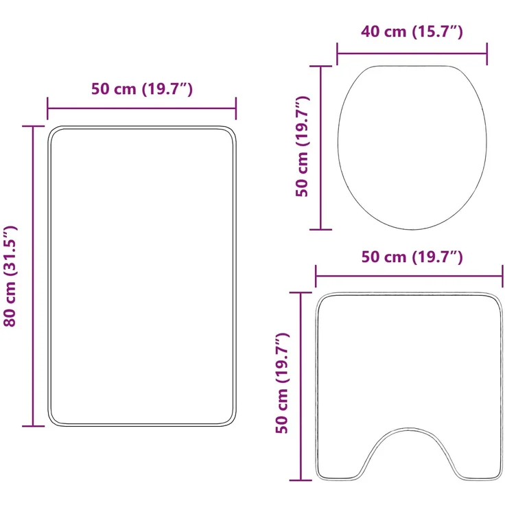 vidaXL Anti-Rutsch Badematten-Set 3 pcs Grau PP 4019865 – Bild 10