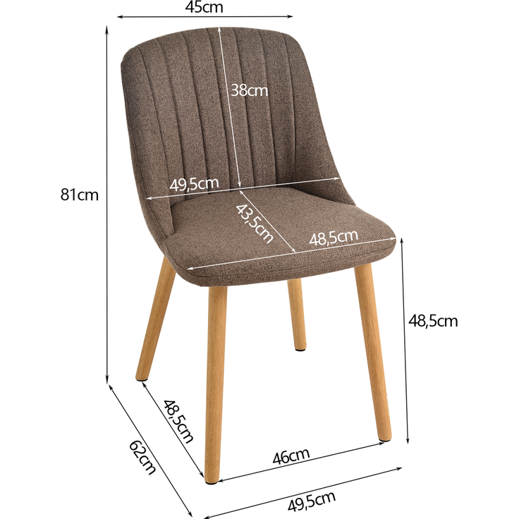 GOEURVANT 993 Esszimmerstühle 2er-Set, Webstoff - Mokkabraun – Bild 7