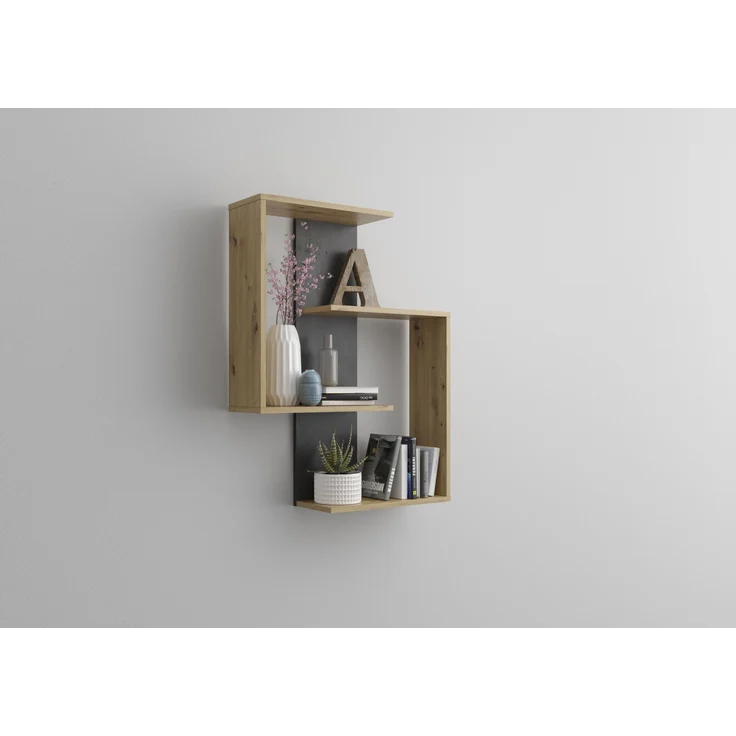 Wandregal >KRETA< in Artisan Eiche Dekor-Matera - 65x84,9x19,7cm (BxHxT) – Bild 3