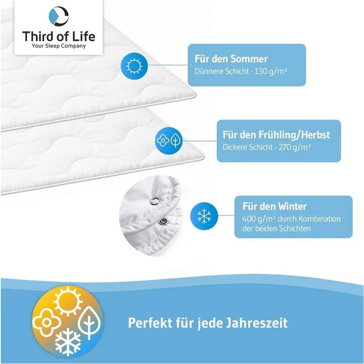 Third of Life Microfaserbettdecke DORMUS, Qualität aus Europa, Füllung: Microfaser, Bezug: Microfaser, Atmungsaktiv, Hypoallergen, Made in Europe – Bild 2