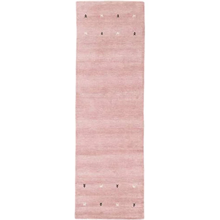carpetfine 'Gabbeh Uni' Wollteppich, reine Wolle, Rosa, 60x180 cm – Bild 2