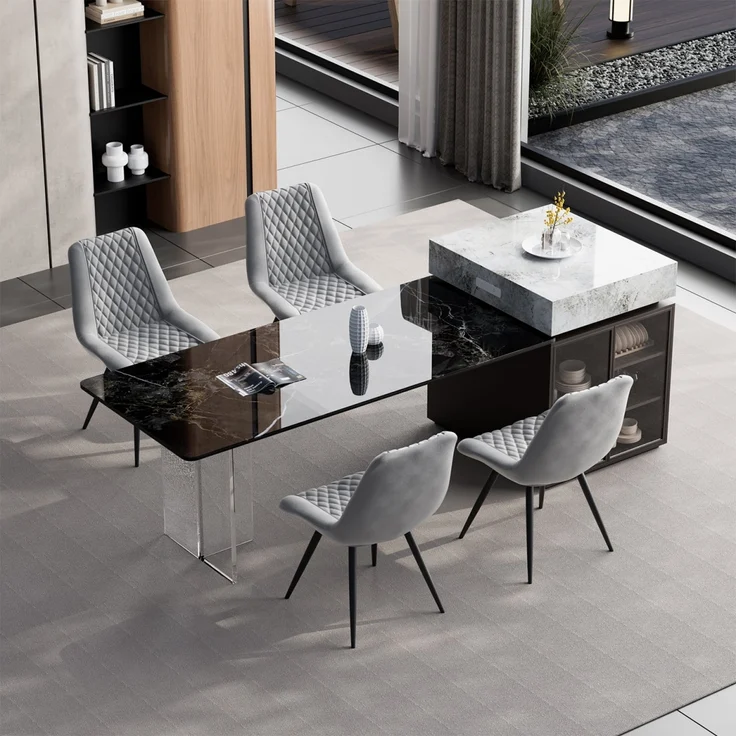 HTI-Living Kunstleder Grau Esszimmerstuhl Astrid 4er-Set – Bild 4