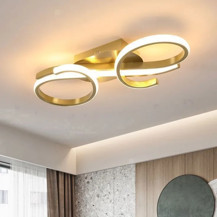 DELIPOP – LED – Deckenleuchte – Modernes Golddesign – 36 W, 3000 K – Deckenleuchte für Wohnzimmer, Schlafzimmer, Küche, Esszimmer – 42x16x7cm