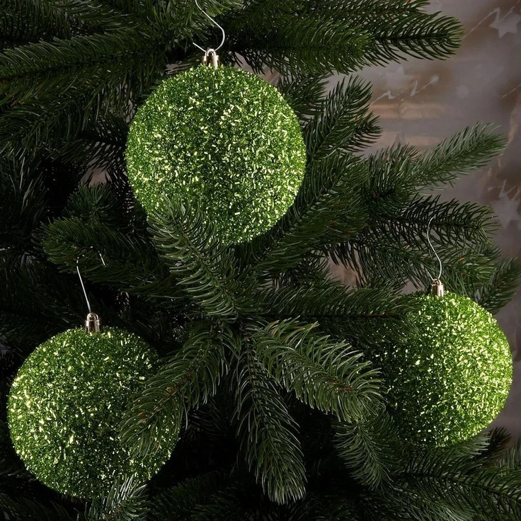 BRUBAKER Weihnachtsbaumkugel Glitzer Weihnachtskugeln - 4er Set große Glitter Baumkugeln - 10 cm (4 St), Christbaumkugeln Bruchsicher aus Kunststoff - Christbaumschmuck – Bild 2