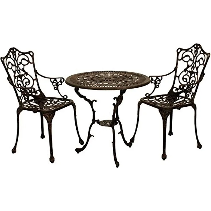 Bistroset Jugendstil 3-teilig, Aluguss bronze antik