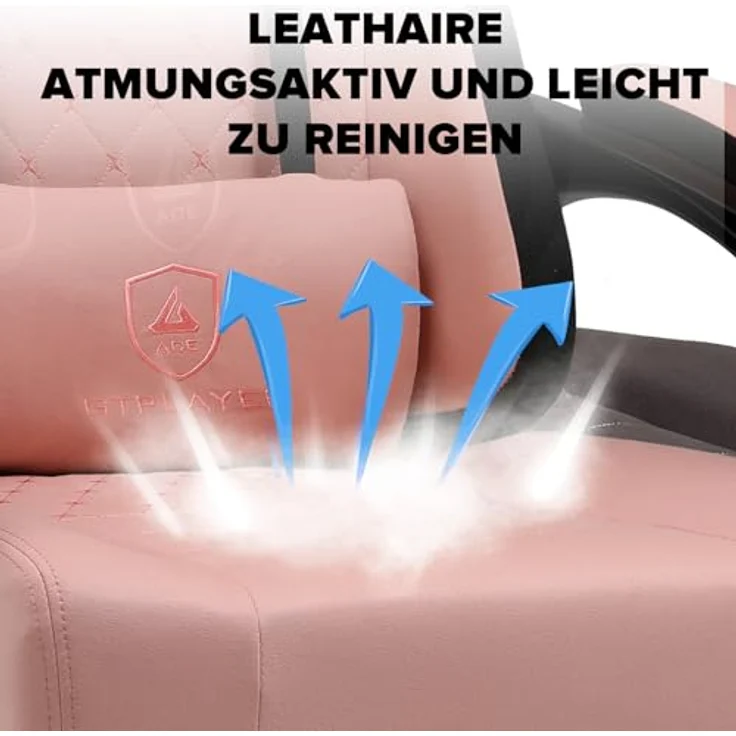 GTPLAYER Gaming Stuhl, Gamer Stuhl, Ergonomischer Bürostuhl COMHOMA Serie mit Fußstütze verstellbare Lenden und Kopfkissen, Gaming Chair Gepolstert, Gaming Sessel 150kg Belastbarkeit weiß – Bild 8