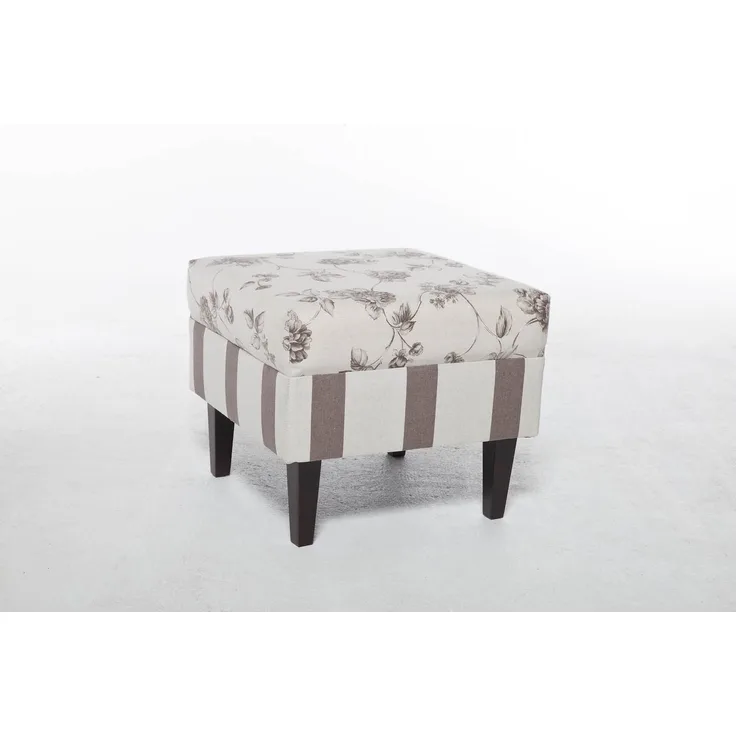 Benformato Hocker für Ohrensessel Aversa mit schöner Landhausstoff Kombination 48x48x40 cm