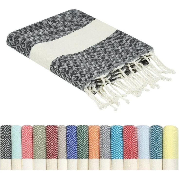 furora HOLIDAY Strandtuch groß 100x200 cm Strand Tuch, aus Baumwolle, Hamamtuch Badetuch, leicht, lang, dünn & kompakt – Bild 5