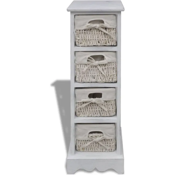 vidaXL Korbregal Holz mit 4 Körben Weiß 240797