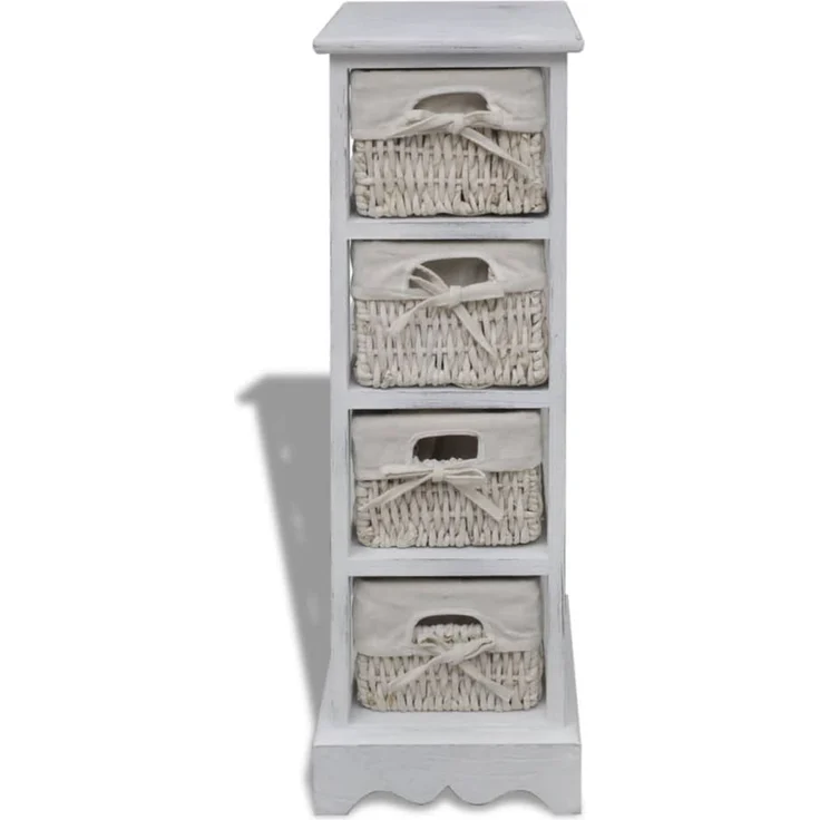 vidaXL Korbregal Holz mit 4 Körben Weiß 240797 – Bild 1
