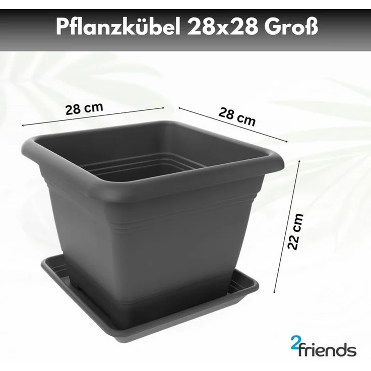 Centi Pflanzkübel Eckiger Pflanzkübel anthrazit modern robust (8er-Set) – Bild 2