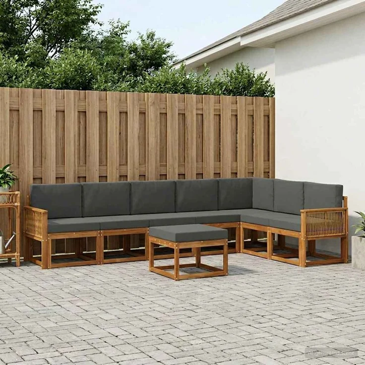 vidaXL Outdoor-Sofagarnitur 8 stk. 8-Sitzer Natur und Anthrazit 3385458 – Bild 3