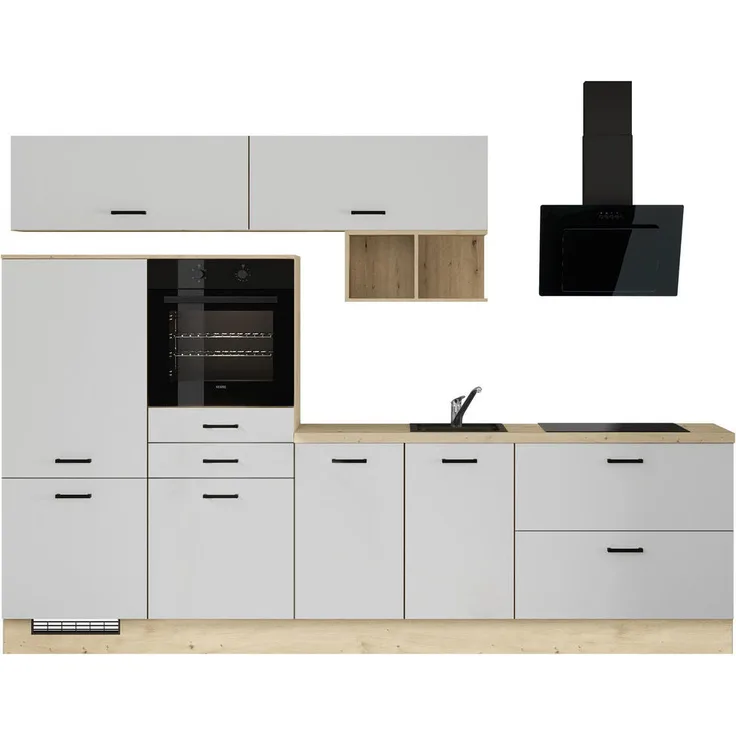Impuls Küchenleerblock IP 1200, Küchenzeile in Weiß, Metall, 300 cm, 2 Schubladen, vormontierter Korpus, seitenverkehrt erhältlich, Made in Germany