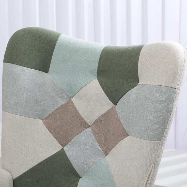 MEUBLE COSY Sessel Relaxsessel Lehnstühle Polstersessel Einzelsofa mit Holzbein Ohrensessel für Wohnzimmer Schlafzimmer Büro Vanity, Patchwork – Bild 6