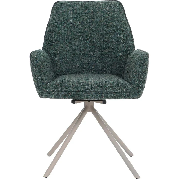 6er-Set Esszimmerstuhl HWC-G67, drehbar Auto-Position Metall Chenille (410g/m²) ~ Gestell creme, grün – Bild 7